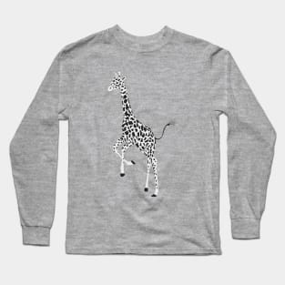 Giraffe yellow background Long Sleeve T-Shirt